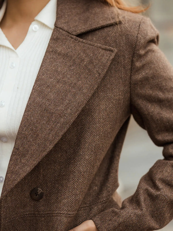 Women Double Breasted Long Over Coat