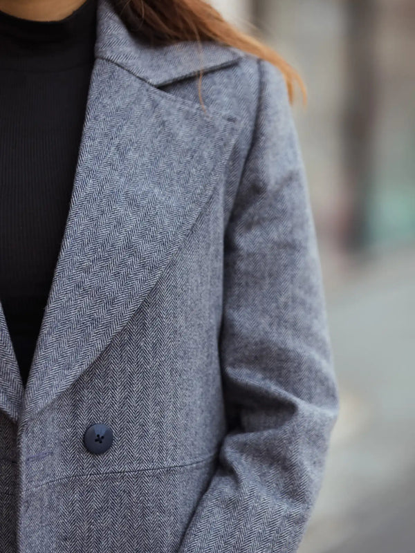 Women Double Breasted Long Over Coat