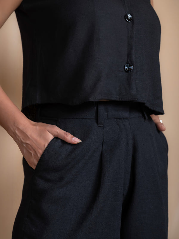 Women High-Rise Linen Tailored Shorts