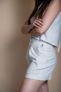 Women High-Rise Linen Tailored Shorts