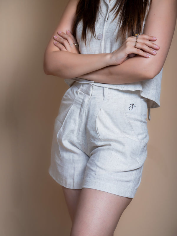 Women High-Rise Linen Tailored Shorts