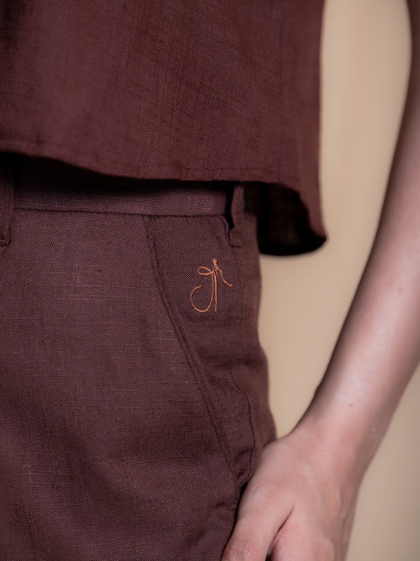 Women High-Rise Linen Tailored Shorts