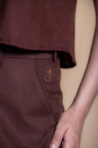 Women High-Rise Linen Tailored Shorts