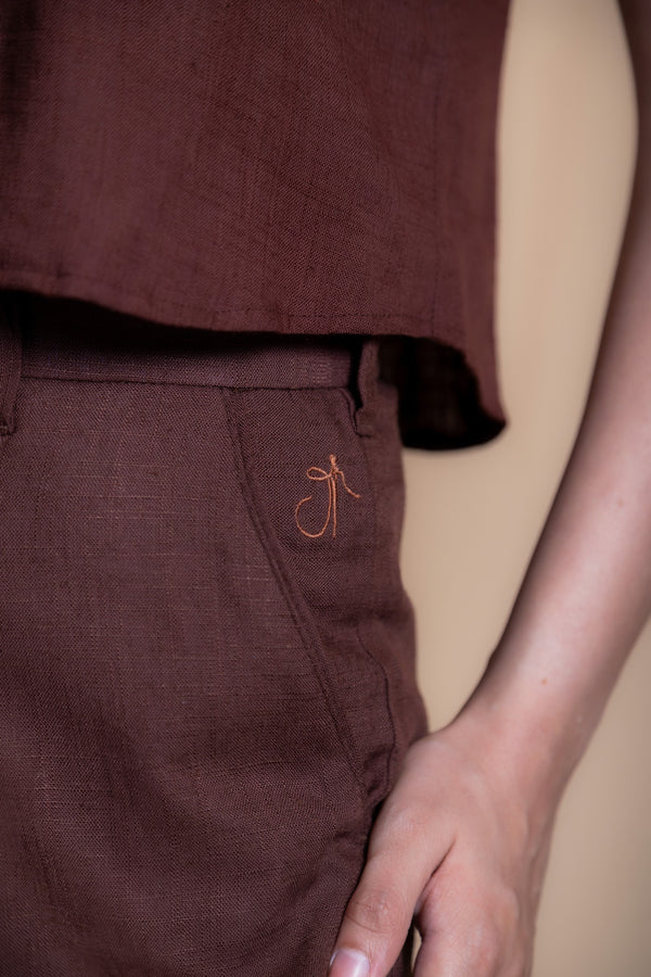 Women High-Rise Linen Tailored Shorts