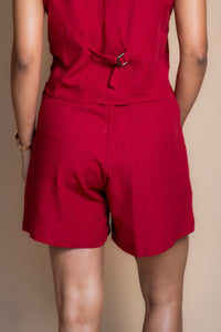 Women High-Rise Linen Tailored Shorts