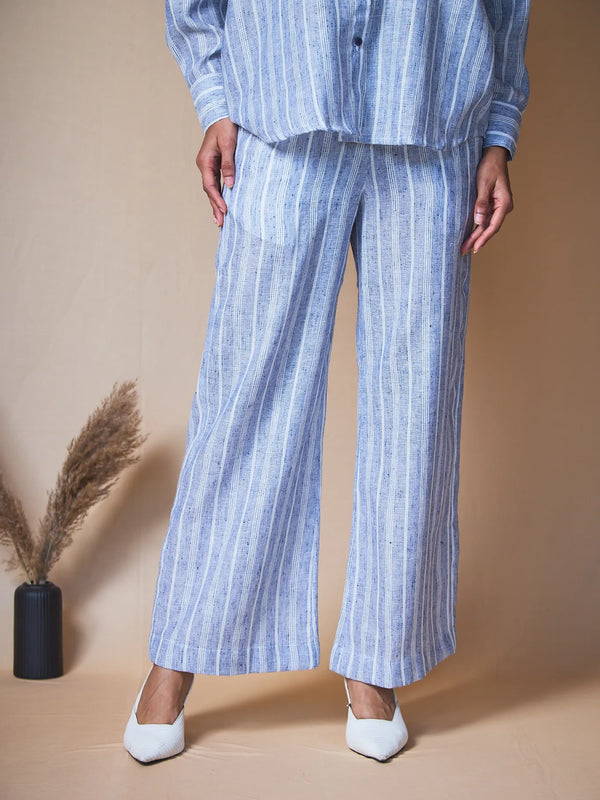 Women Striped Linen Blend Trousers