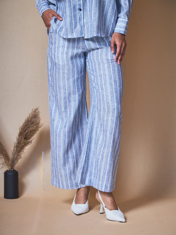Women Striped Linen Blend Trousers