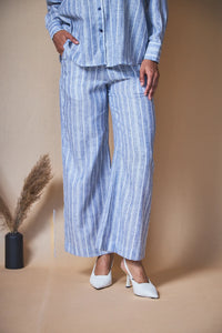 Women Striped Linen Blend Trousers