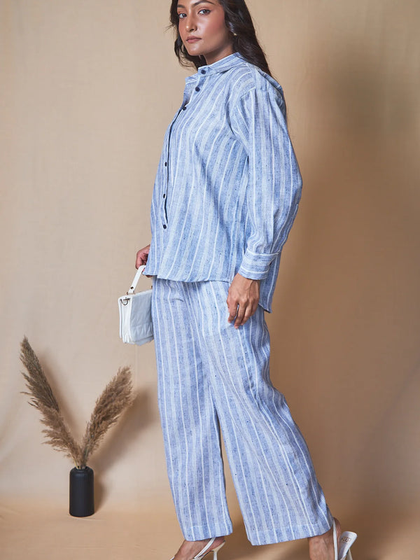 Women Striped Linen Blend Trousers