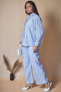 Women Striped Linen Blend Trousers