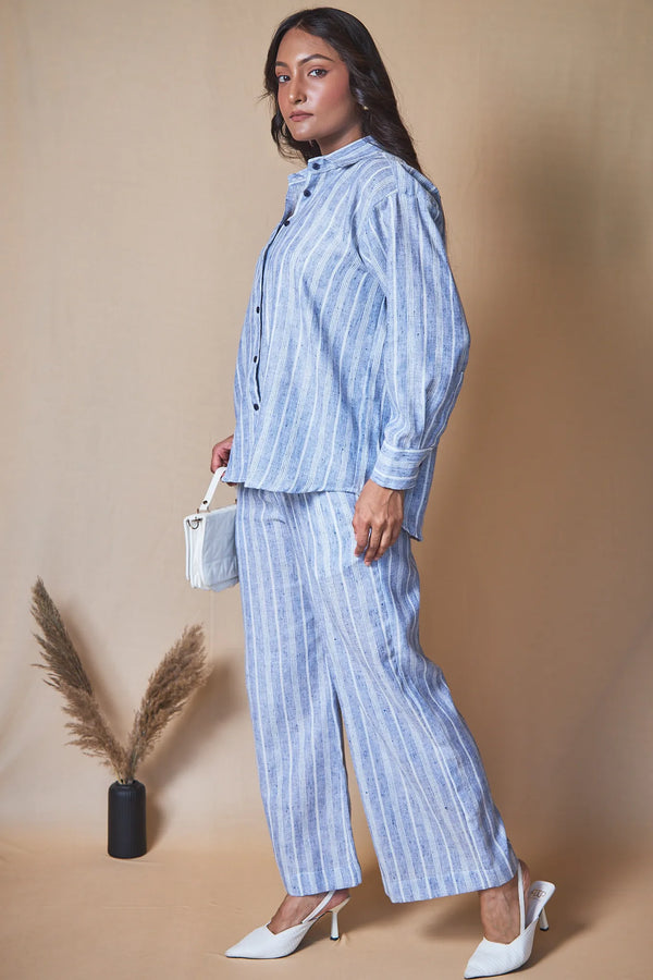 Women Striped Linen Blend Trousers