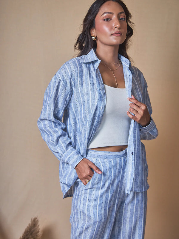 Women Striped Linen Blend Trousers