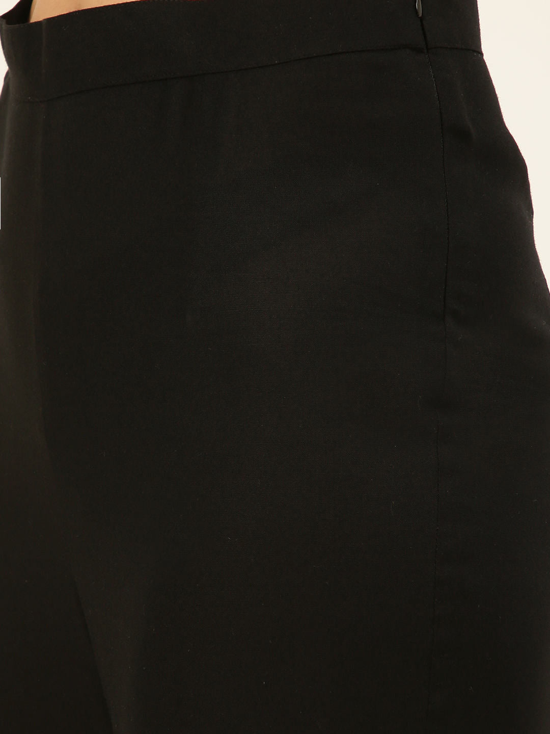 Premium Black V-Neck Peplum Style Top & Trouser Rayon Co-ord Set