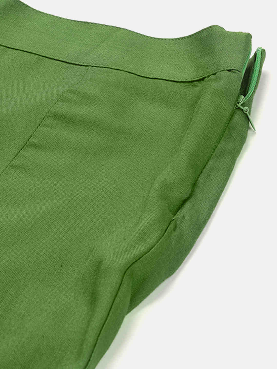 Premium Green V-Neck Peplum Style Top & Trouser Rayon Co-ord Set