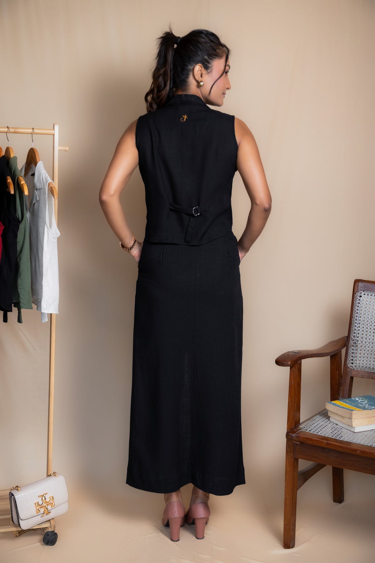 Women High-Rise Linen Skirt