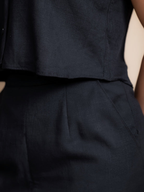 Women High-Rise Linen Skirt