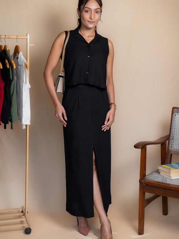 Women High-Rise Linen Skirt