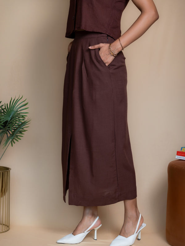 Women High-Rise Linen Skirt