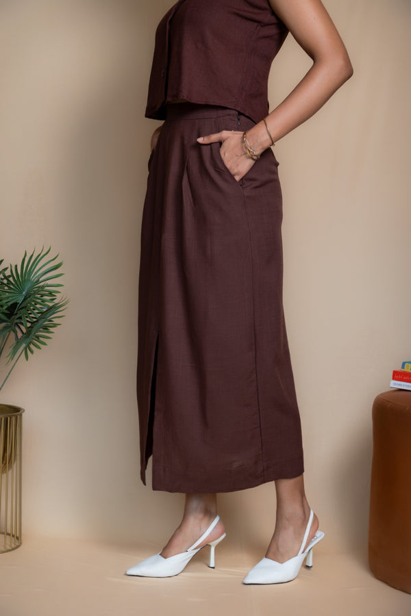 Women High-Rise Linen Skirt