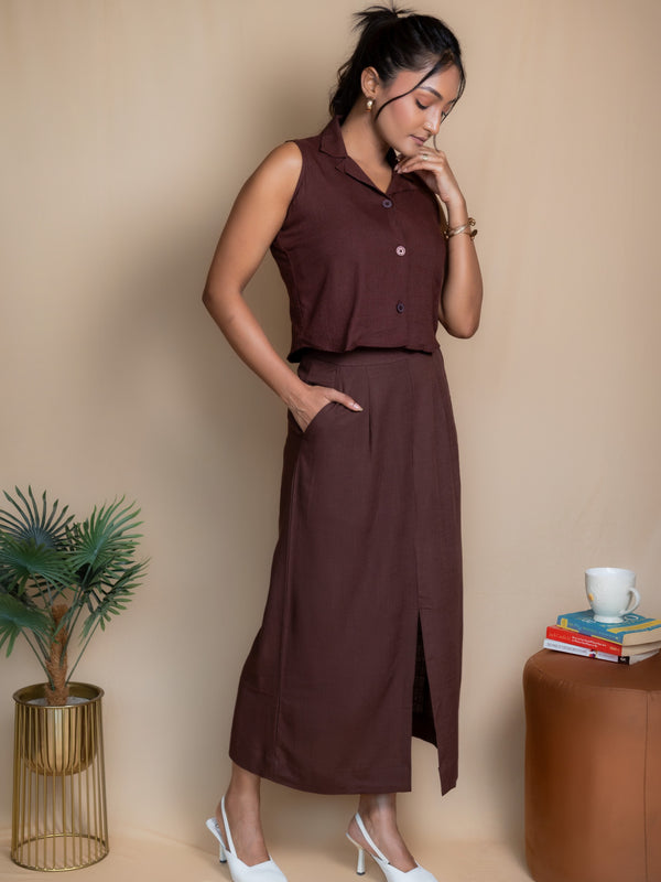 Women High-Rise Linen Skirt