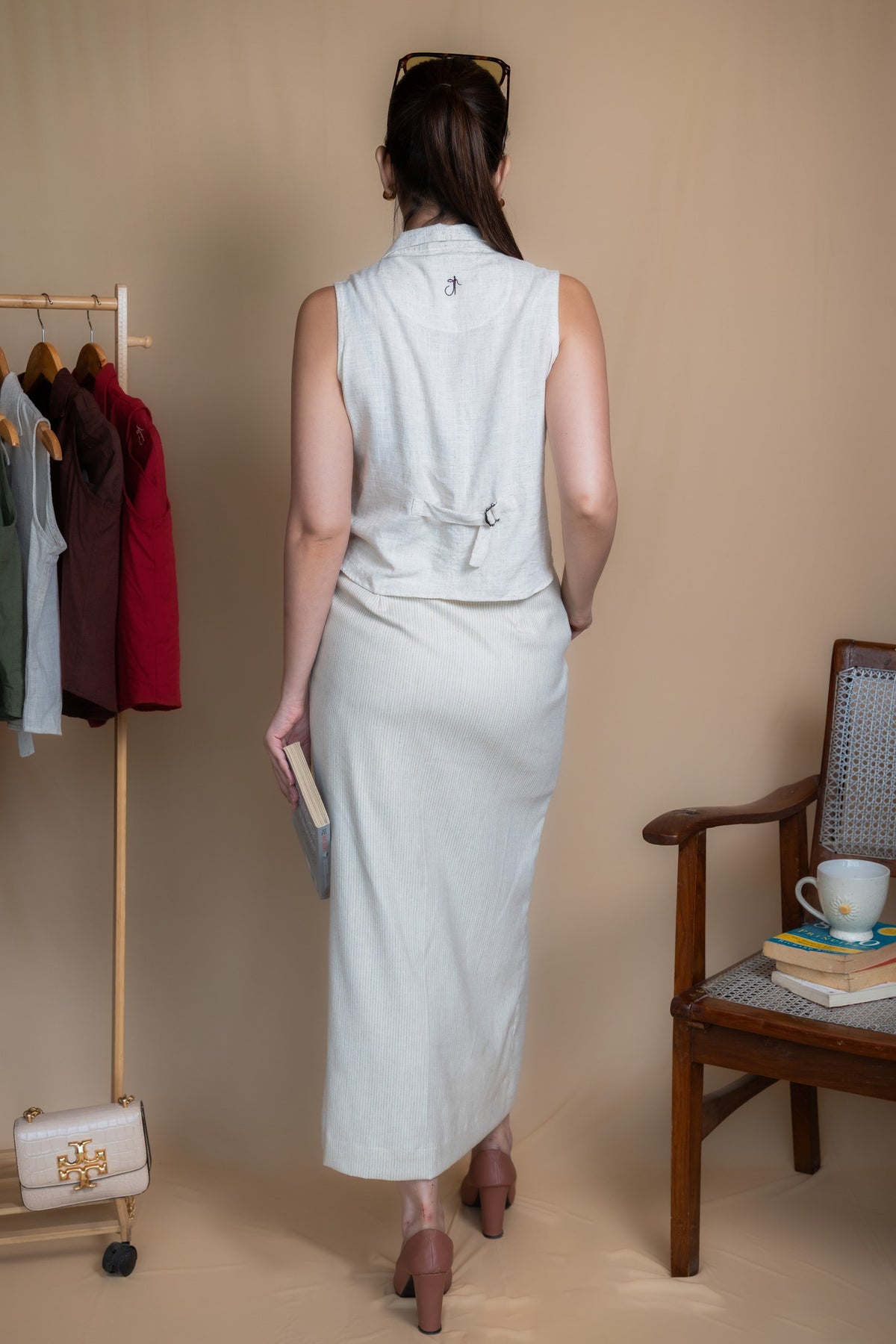 Women High-Rise Linen Skirt