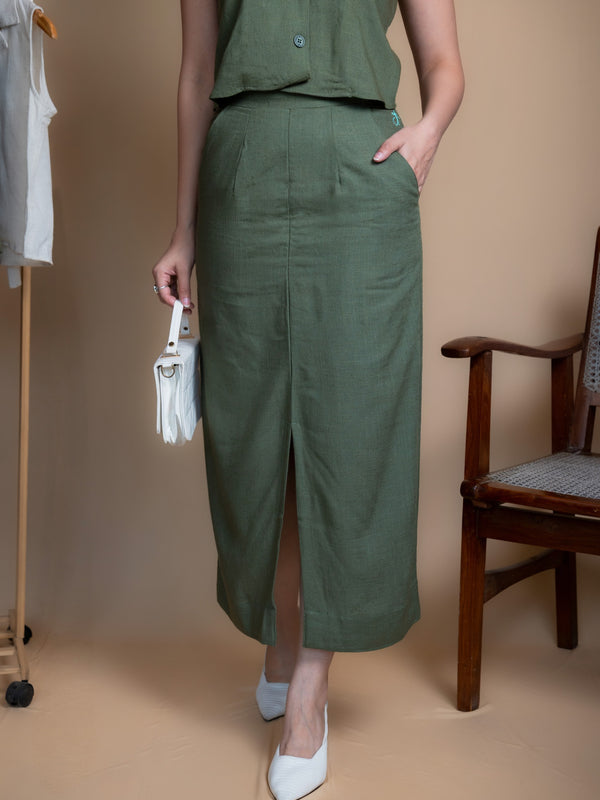 Women High-Rise Linen Skirt