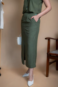 Women High-Rise Linen Skirt