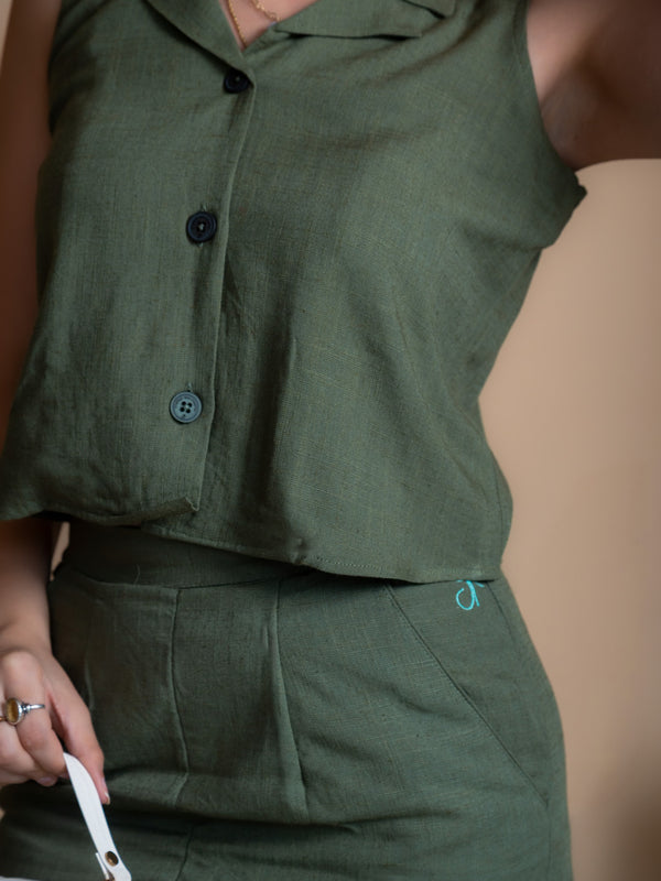 Women High-Rise Linen Skirt