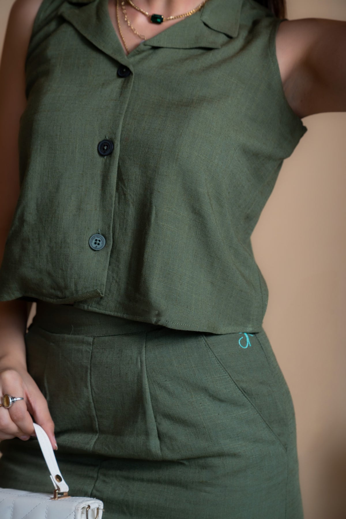 Women High-Rise Linen Skirt