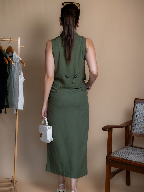 Women High-Rise Linen Skirt