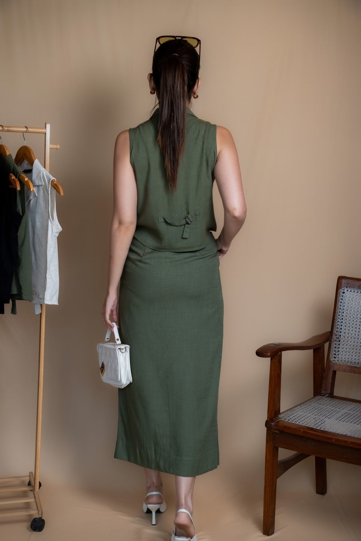 Women High-Rise Linen Skirt