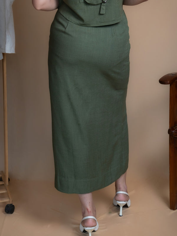Women High-Rise Linen Skirt