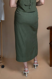Women High-Rise Linen Skirt