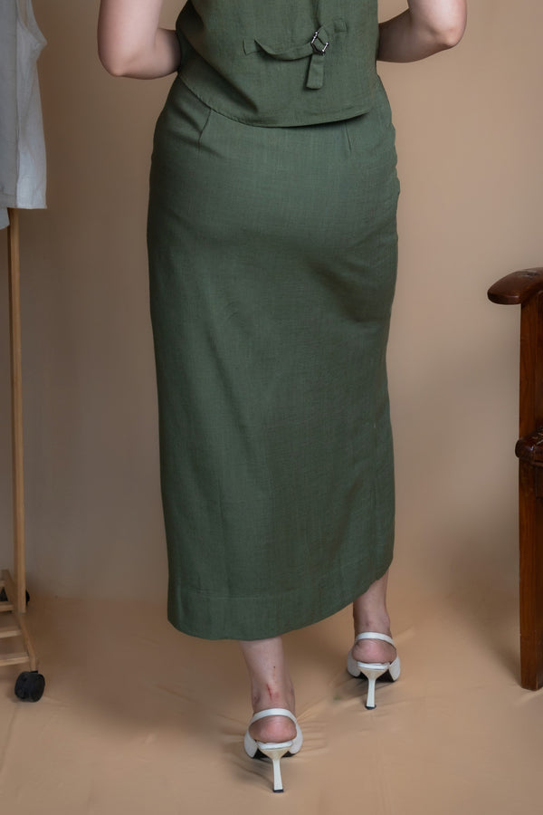 Women High-Rise Linen Skirt