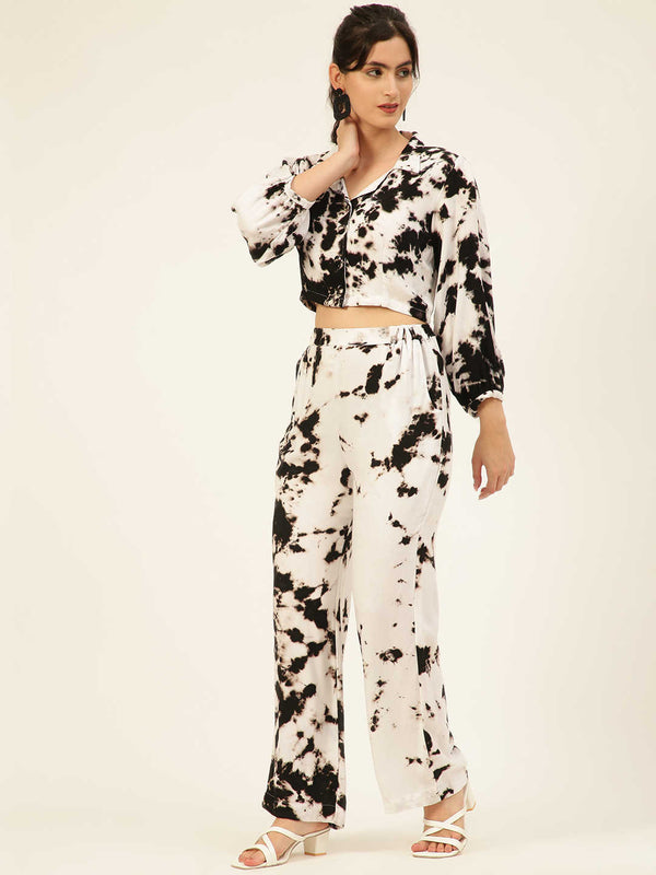 Sustainable Crop Top & Trouser Pashmina Rayon Designer Tie Dye Co-ord Set