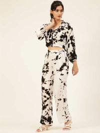 Sustainable Crop Top & Trouser Pashmina Rayon Designer Tie Dye Co-ord Set