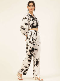 Sustainable Crop Top & Trouser Pashmina Rayon Designer Tie Dye Co-ord Set