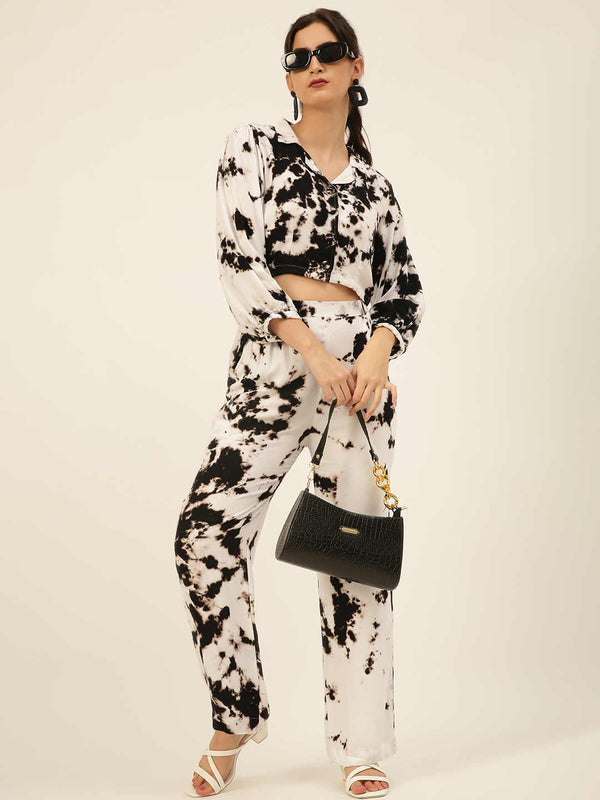 Sustainable Crop Top & Trouser Pashmina Rayon Designer Tie Dye Co-ord Set