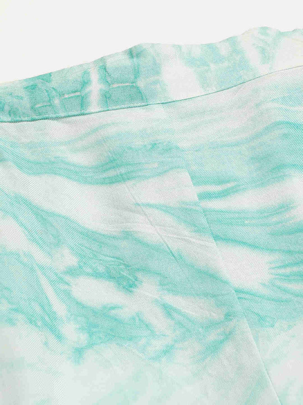 Sustainable Crop Top & Trouser Pashmina Rayon Designer Tie Dye Co-ord Set