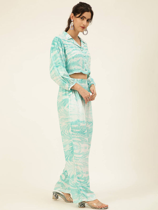 Sustainable Crop Top & Trouser Pashmina Rayon Designer Tie Dye Co-ord Set