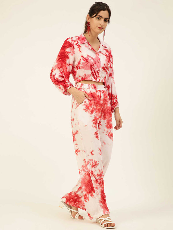 Sustainable Crop Top & Trouser Pashmina Rayon Designer Tie Dye Co-ord Set