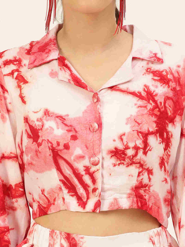 Sustainable Crop Top & Trouser Pashmina Rayon Designer Tie Dye Co-ord Set
