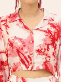 Sustainable Crop Top & Trouser Pashmina Rayon Designer Tie Dye Co-ord Set