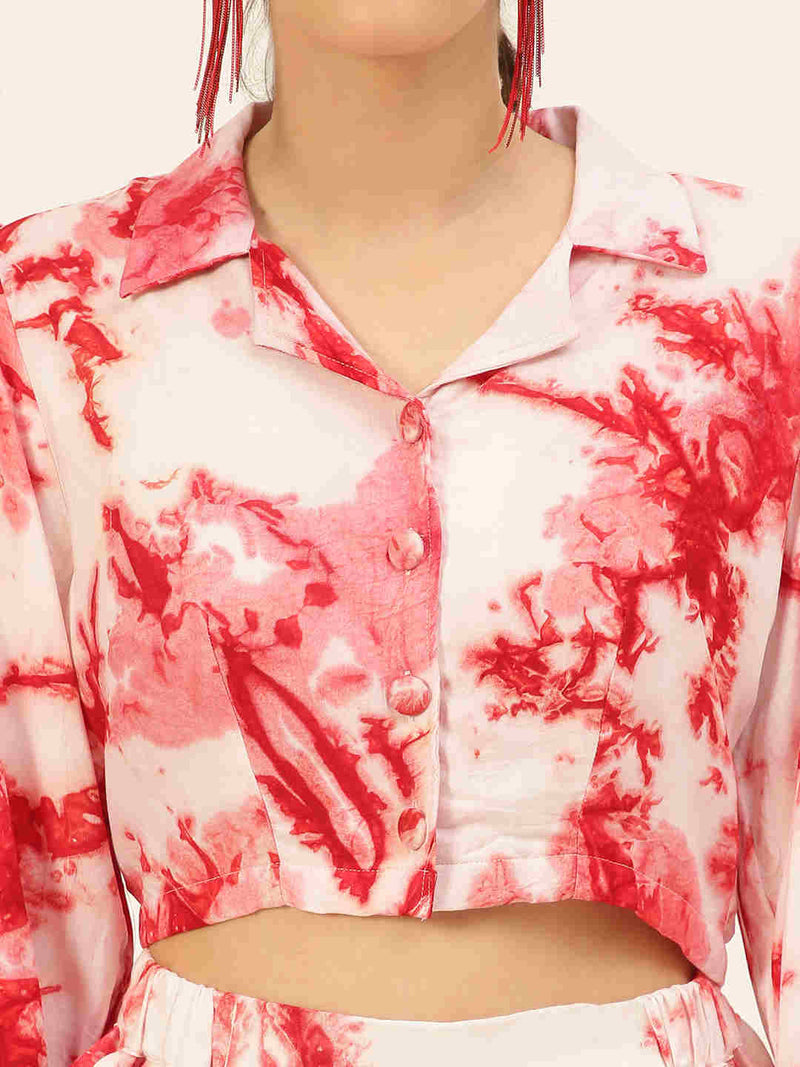 Sustainable Crop Top & Trouser Pashmina Rayon Designer Tie Dye Co-ord Set