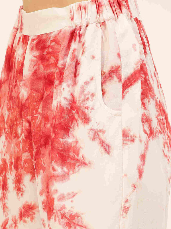 Sustainable Crop Top & Trouser Pashmina Rayon Designer Tie Dye Co-ord Set