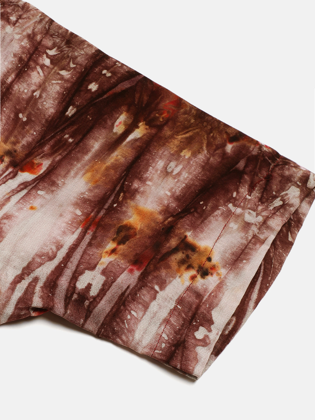 Brown & Magenta Tie Dye Women Slim Fit Crop Shirt