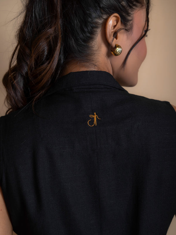 Women Solid Linen Waistcoat