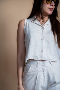 Women Solid Linen Waistcoat
