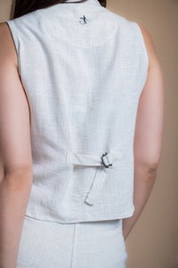 Women Solid Linen Waistcoat