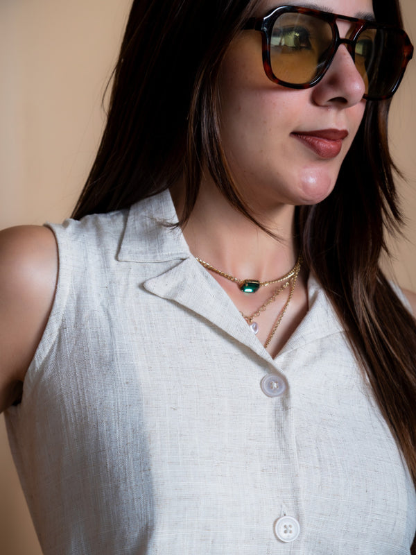 Women Solid Linen Waistcoat